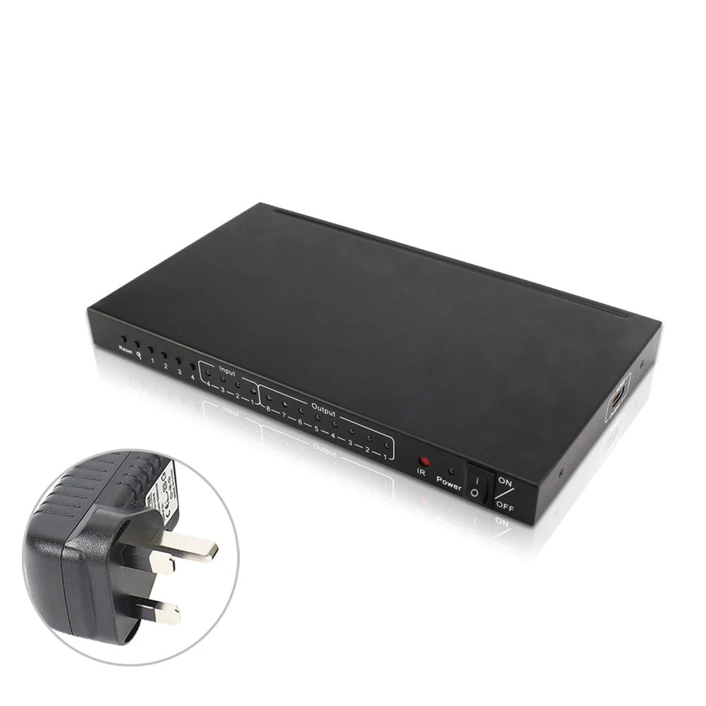 

4x8 HD 4K 2K HDMI-compatible Matrix Switch Splitter 3D 1080P 4 Input 8 Output HDCP HDMI-compatible Converter Adapter For PC PS3