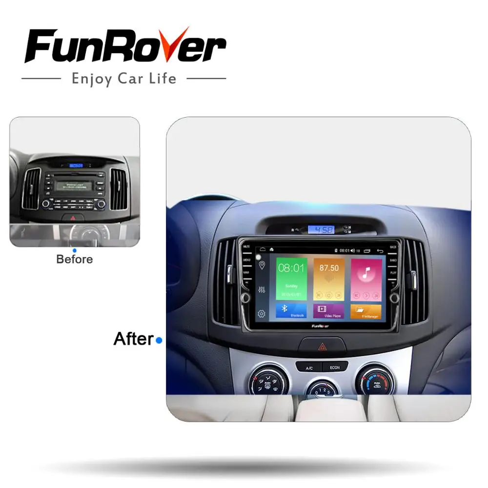 Funrover 4G RAM android9.0 автомобильный dvd плеер для Hyundai Elantra Avante 2007 2011 8 ядер 2 din