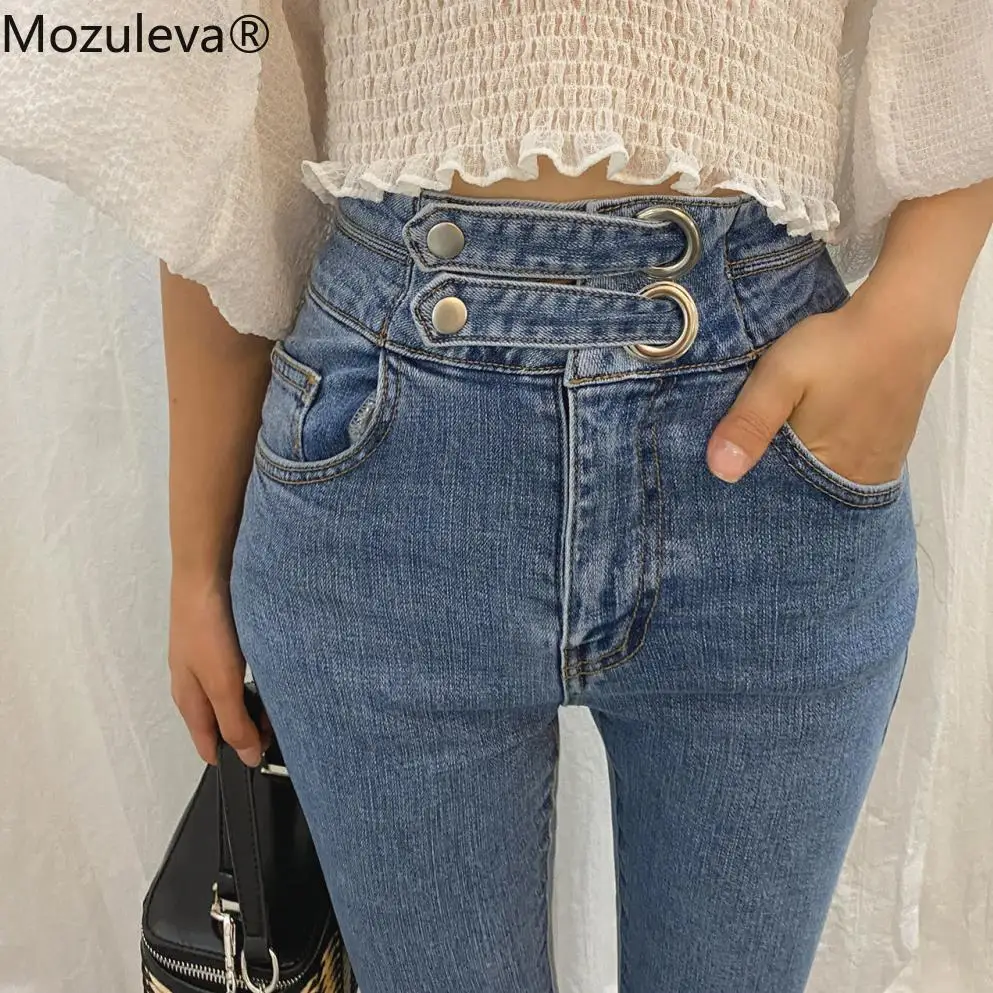 Женские двубортные джинсы с завышенной талией эластичные брюки-Капри из денима