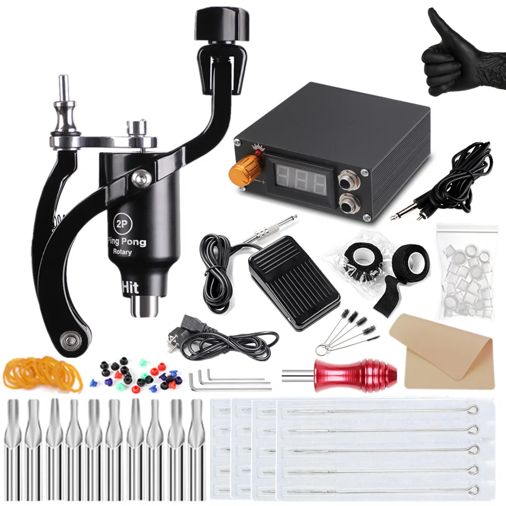 

New ping pong tattoo machine set professional hollow cup motor tattoo machine full set of tattoo equipment