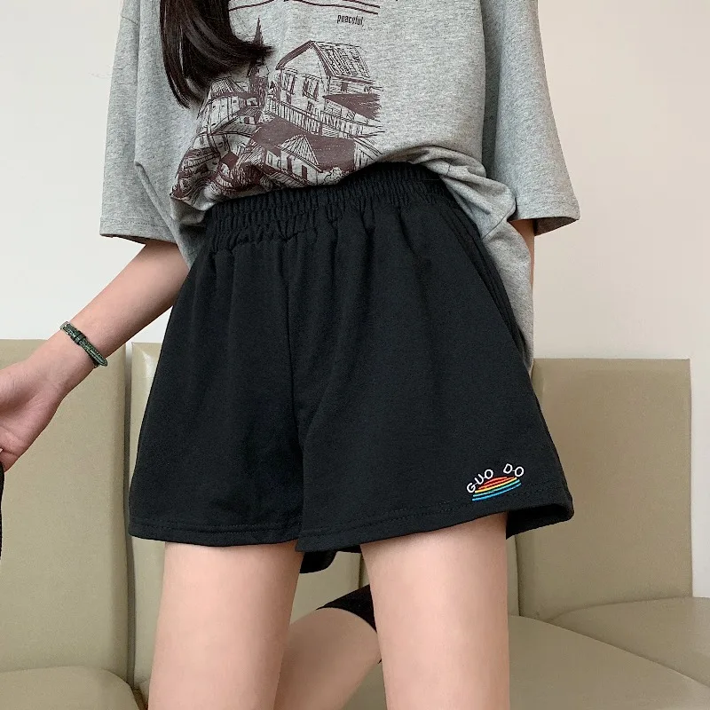 

Summer 2021 New Korean Style Loose All-Matching Student High Waist Wide Leg Pants Gray Casual Sports Shorts Women's Fashion