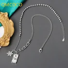 QMCOCO корейское простое ожерелье Винтажный серебряный цвет шестиконечная звезда квадратная подвеска цепь для свитера модные женские мужские аксессуары