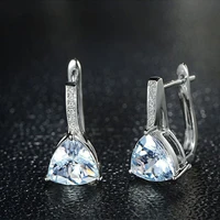black angel fashion luxury sky blue topaz spinel zircon clip earrings water drop shaped 925 silver ear jewelry for women gift