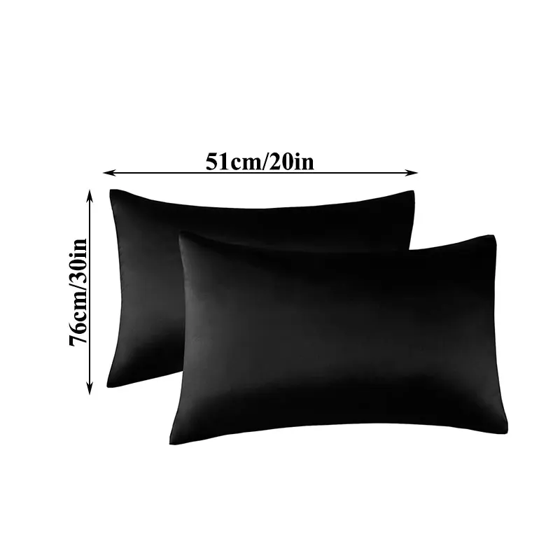 

1 Pair Silk Satin Pillowslip Smooth Soft Solid Color Pillowcase Home Supplies Simple Sofa Car Decor Pillowcase Home Textile
