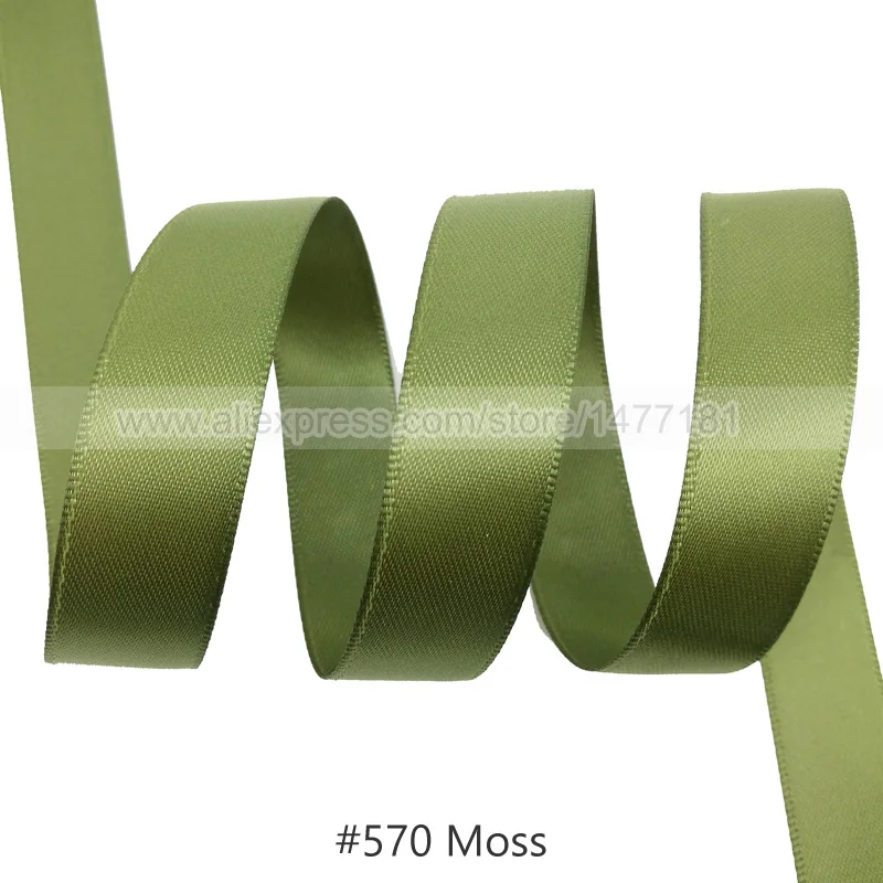 570 Moss 25 Yards) 6 9 16 25 38 50 мм атласная лента Двусторонняя лента высокого качества полиэстер Двусторонняя лента банты изготовление тканей - Цвет: 570 Moss