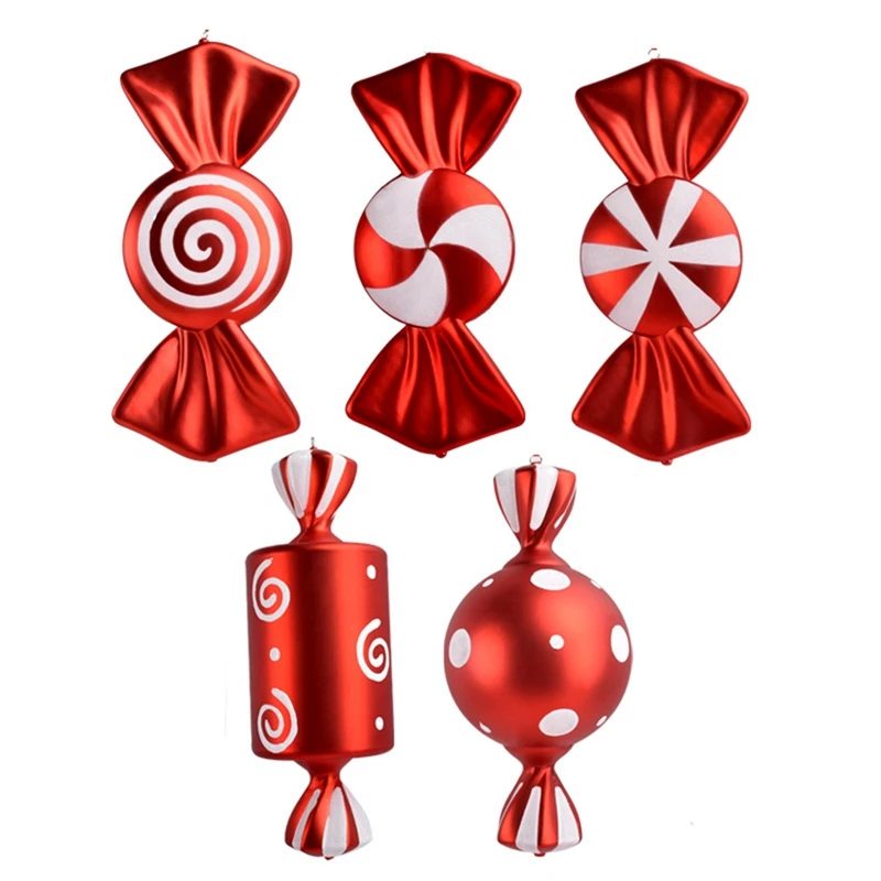 1 Set of 5Pcs 40cm Candy Pendant Christmas Tree Pendant Family Holiday Decoration Party Decoration