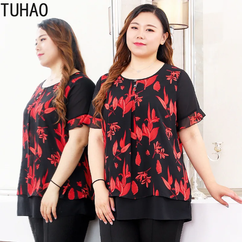 

TUHAO Summer Runway Women Blouse Oversized 10XL 8XL Elegant Offical Buiness Style Mother High Quality Blouses Shirts MS05