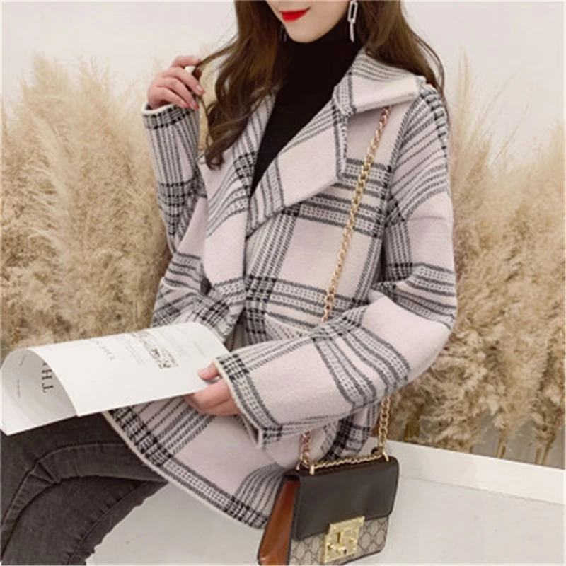 2019 НОВАЯ шикарная Ретро негабаритная клетчатая ветровка куртка Женские блейзеры