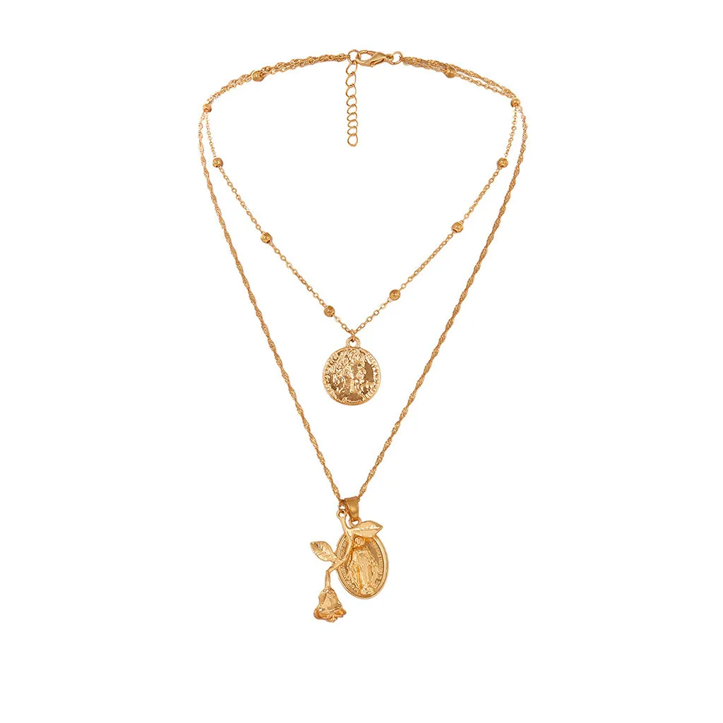 Модная Ювелирная монета чокер многослойное Ожерелье Длинная цепочка подарок для