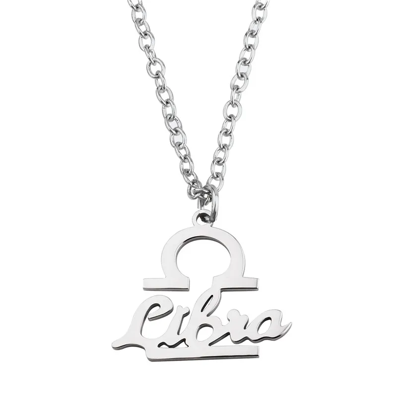 

2021 New Simple Stainless Necklace for Women 12 Constellation Letter Pendant Fashion Ladies Elegant Casual GiftJewelry