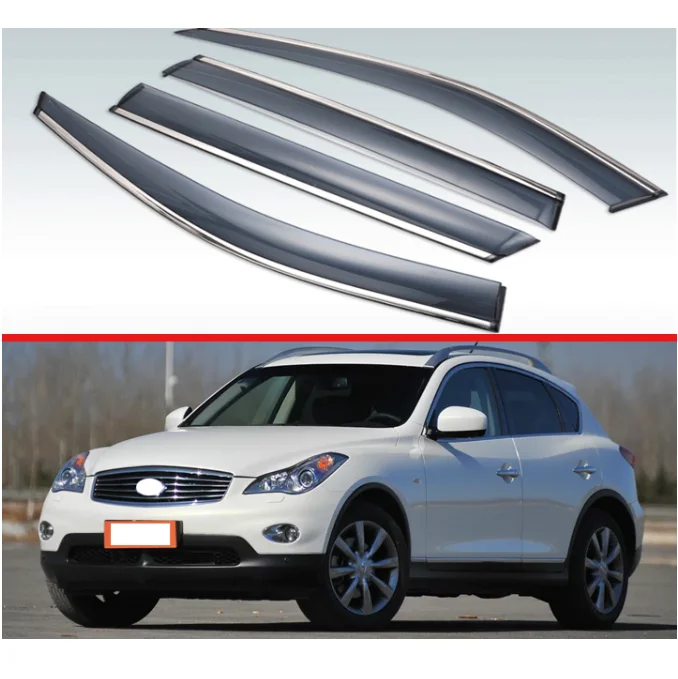 

For Infiniti EX25 EX35 EX37 EX-Class J50 2007-2013 Plastic Exterior Visor Vent Shades Window Sun Rain Guard Deflector 4pcs