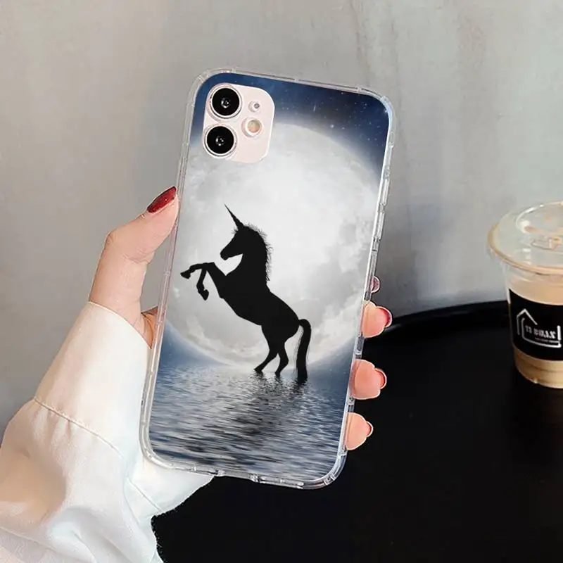 

Dreamy unicorn Phone Case For iphone 5s 6 7 8 11 12 plus xsmax xr pro mini se Transparent Cover Fundas Coque
