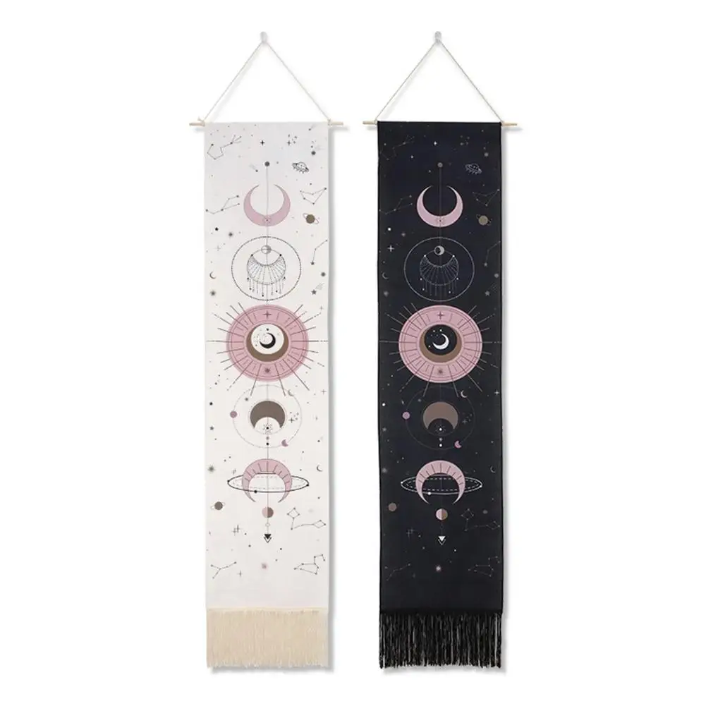 

Moon Phase Tapestry Wall Hanging Tapestry Boho Art Tapestries Bright Printing Pattern Hand-made Lace Hanging Wall Decoration