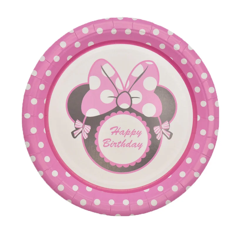 60 шт. розового цвета с Минни Маус бумажную тарелку салфетки для стаканчиков