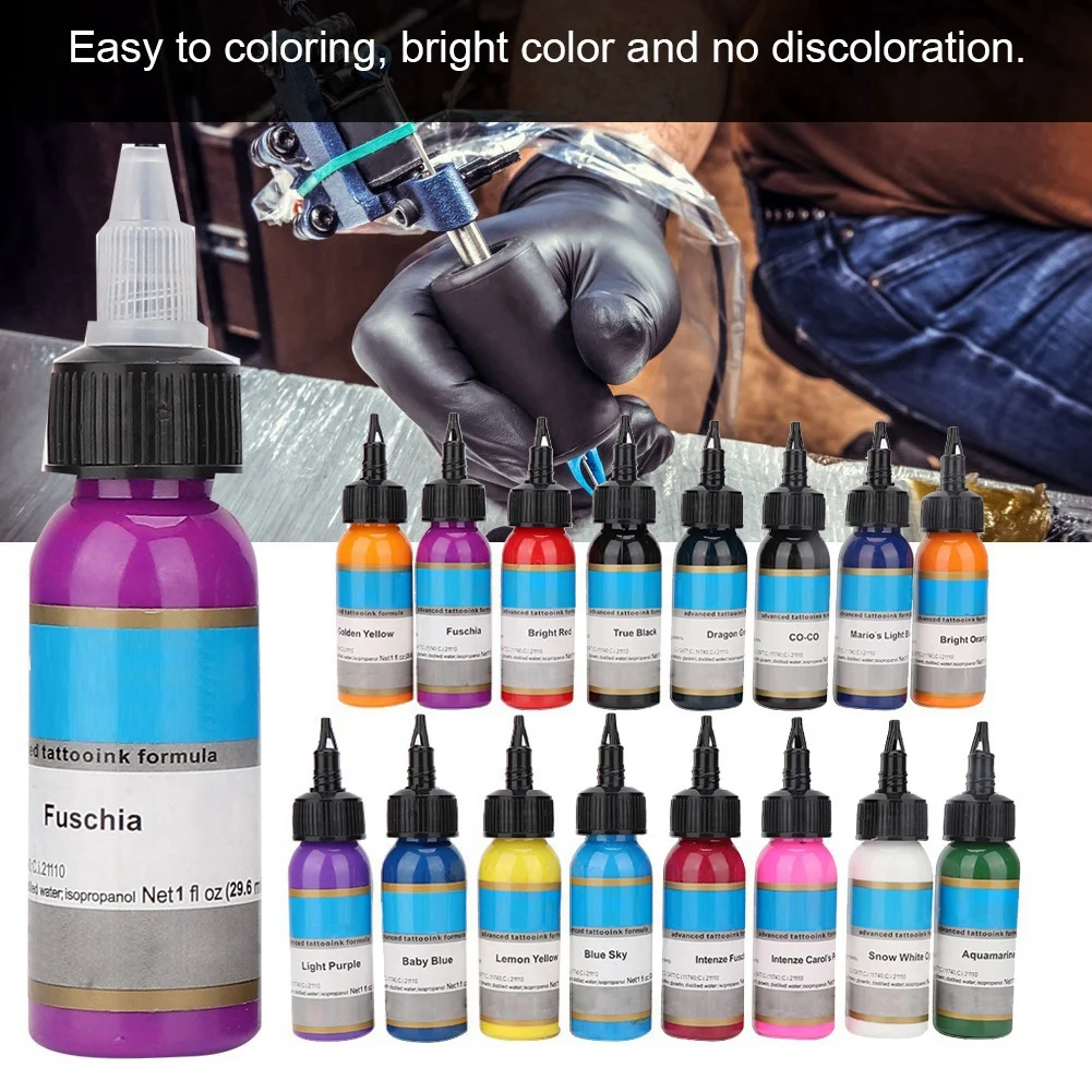 

16Pcs 30ML/Bottle Professional Natural Plant Microblading Tattoo Inks Set Body Makeup Tattoo Long Lasting Pigment Ink Supplies