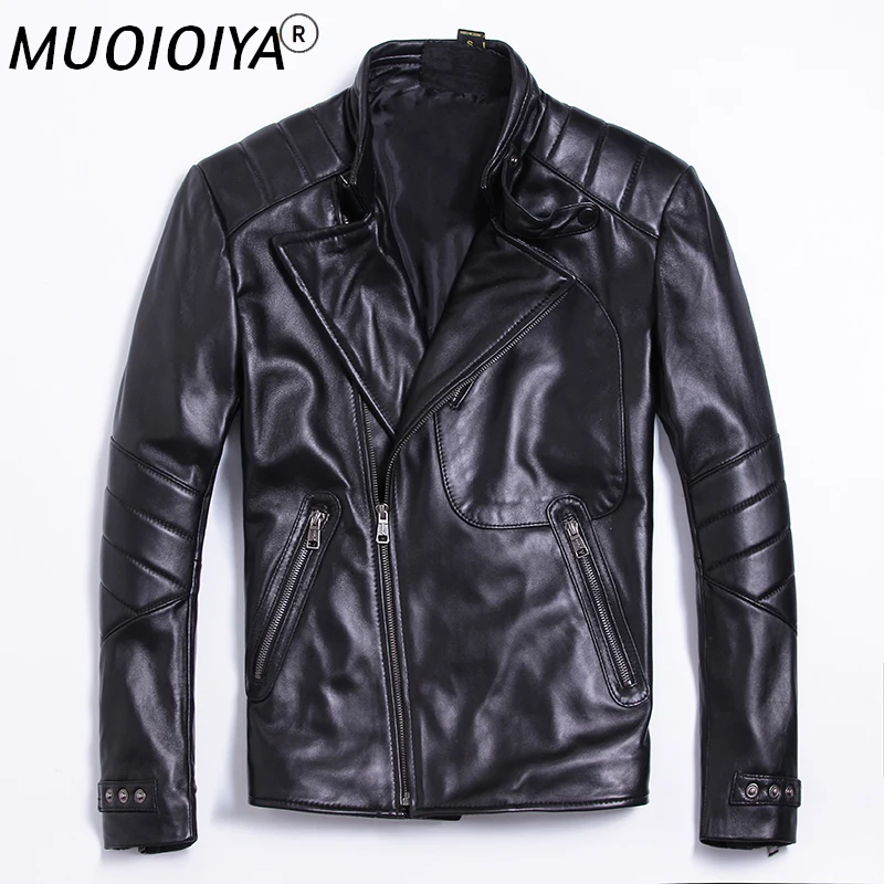 

Free shipping.2021 classic style,Plus size soft sheepskin leather Jacket, men's genuine Leather jacket.man biker's slim coat