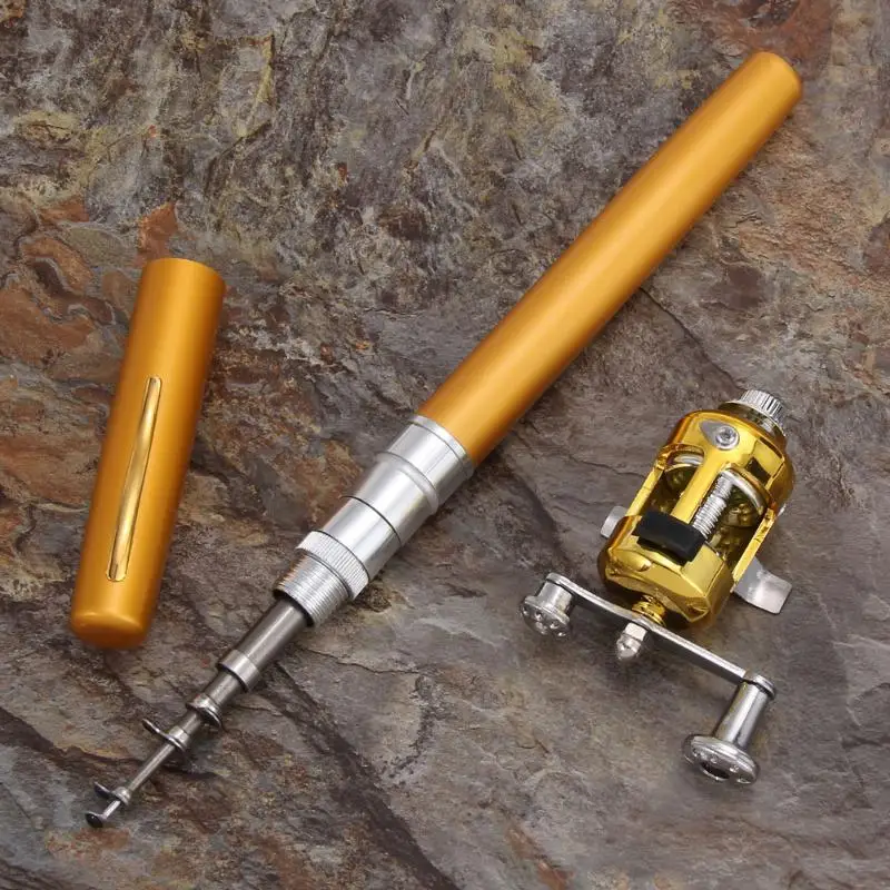 Portable Pocket Telescopic Mini Fishing Pole Pen Shape Folded Rods Lightweight Reel Wheel Rod Tackle Pesca | Спорт и развлечения