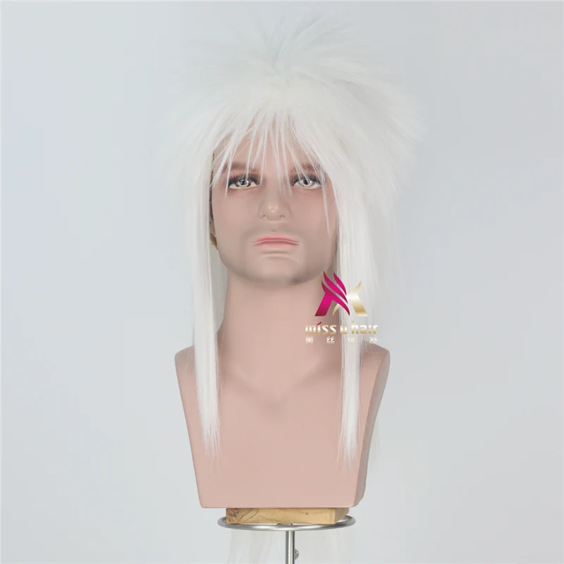 Парик мужской металлический в стиле 80-х 90-х черно-коричневый белый | Тематическая