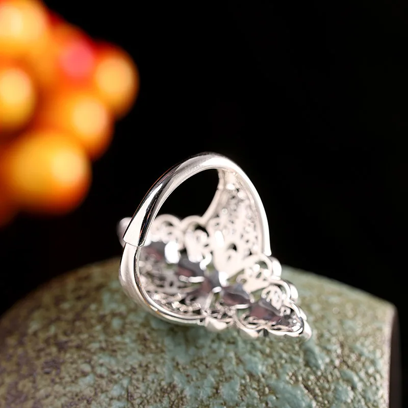 Uglyless ромб увеличенные 33 мм широкие кольца для женщин полые цветы тайского