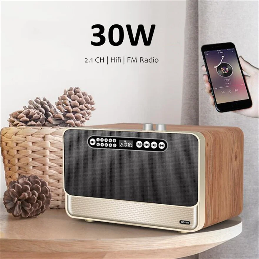 

30w 2.1 Ch Bluetoot Speaker Box Big Size Radio Boombox Desktop Speakers Wood Surround Sound Soundbar Wireless Super Bass Hifi