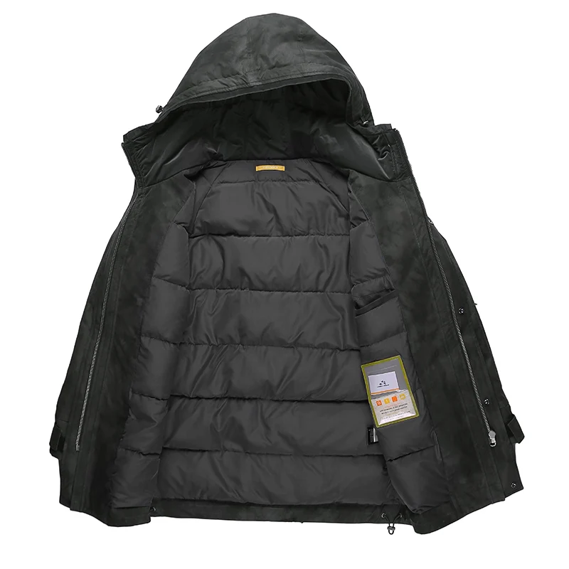 Зимняя винтажная мужская куртка средней длины с капюшоном пуховик пальто wf9961 |