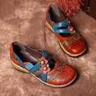 Женские туфли на плоской подошве GAOKE, из натуральной кожи, с цветочным принтом, весенне-летние