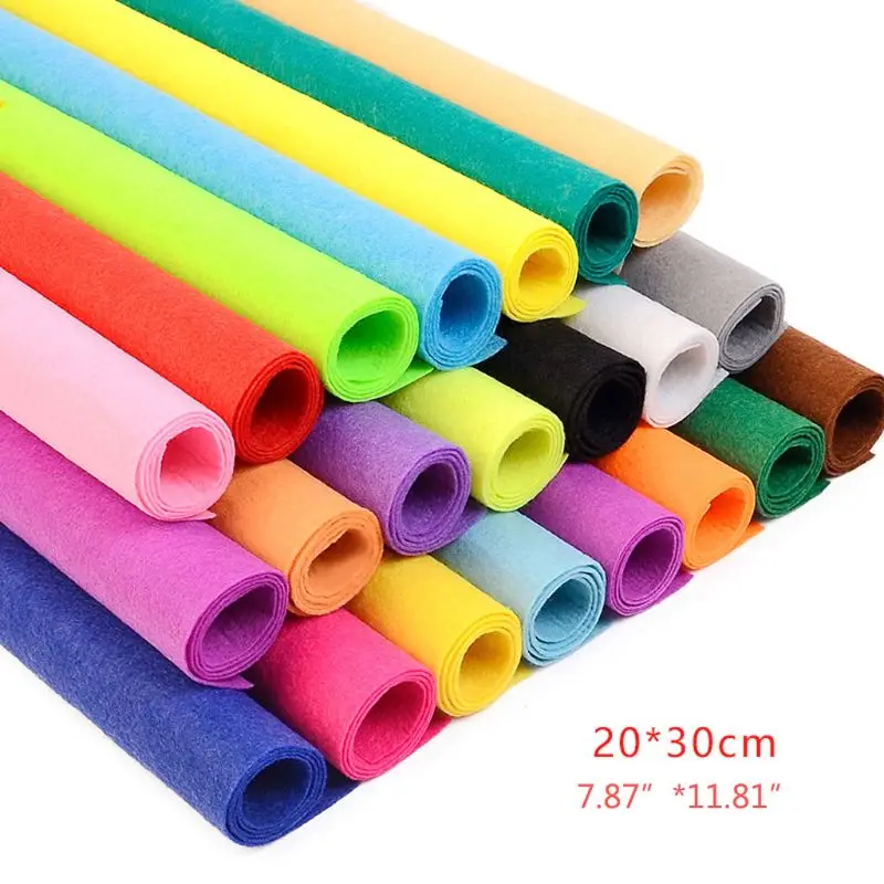 

25 Assorted Colors Felt Fabric Sheets Patchwork Sewing DIY Craft Jewely Making