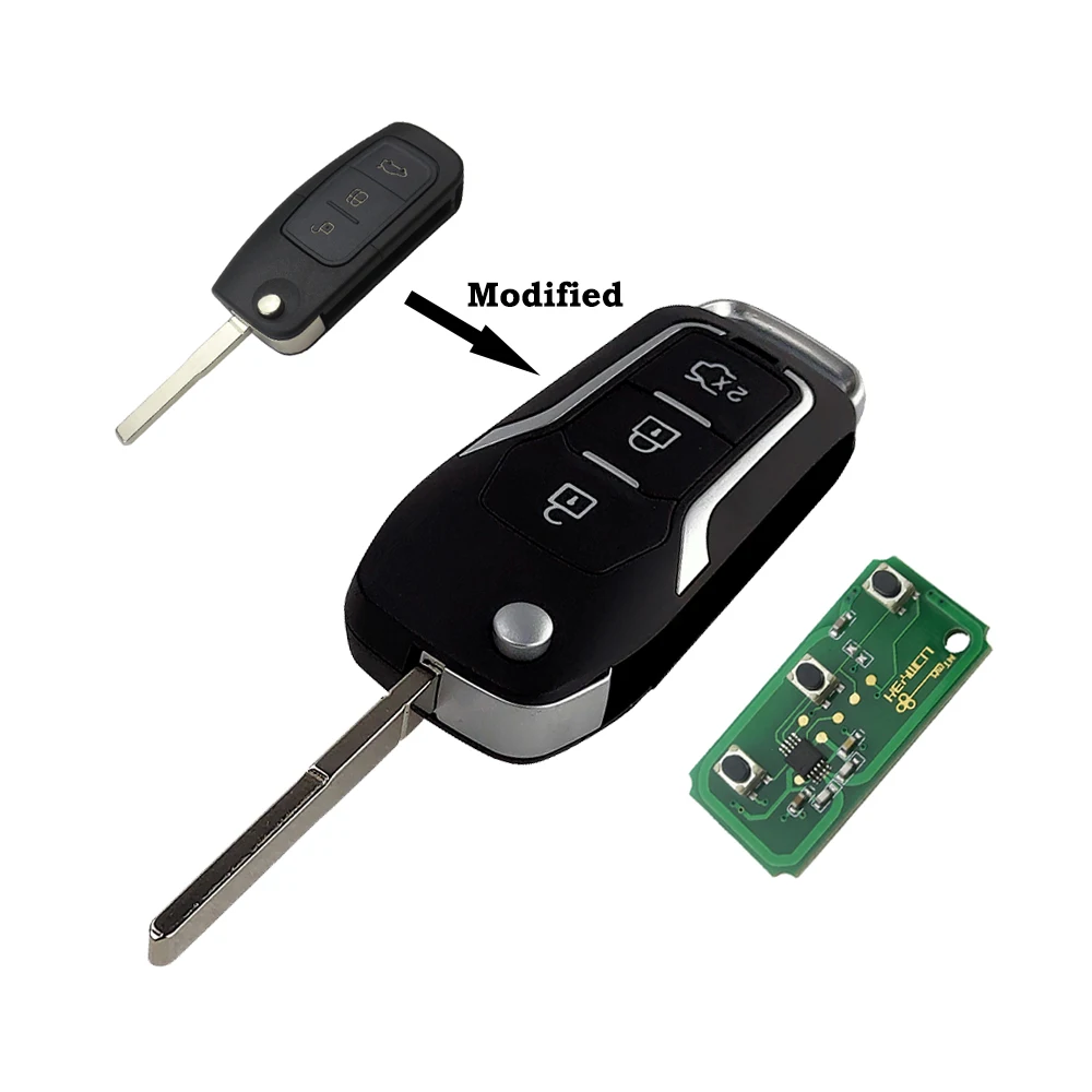 Складной ключ OkeyTech для Ford 3 кнопки 433 МГц 4D63/4D60 чип HU101 Blade | Автомобили и мотоциклы