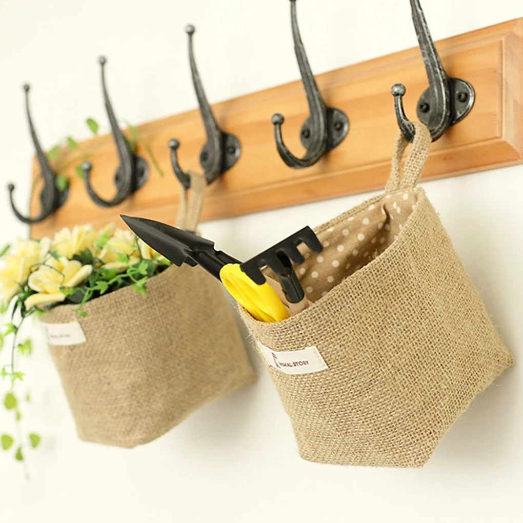 

Hot 1pcs Living Room Storage Sack Cloth bags Hanging Grocery cloth flowerpot Housing Basket 14 cm*12.5cm