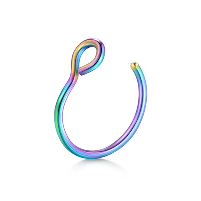 Multicolor 1 шт нержавеющая сталь поддельные нос кольцо обманщик губ клип кольцо для пирсинга Лабрет не пирсинг носа ювелирные изделия промышленные ювелирные изделия для тела - Окраска металла: Multicolor