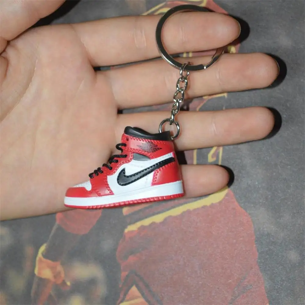 one shoe keychain Дропшиппинг aj1 offwhite Chicago Unc брелок в виде кроссовка Air Jordan 1 3D мини-кроссовки, закрытая спортивная обувь брелок в виде кроссовка s - Цвет: one shoe keychain