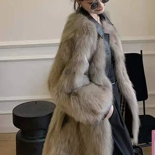 

Women 2021 Winter Faux Fur Coat Fashion New Jacket Female Fake Fox Fur Leather Jackets Ladie Casual Warm Coats Outerwear C573