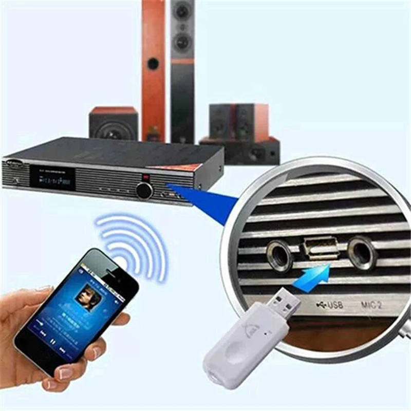Portable Car USB Bluetooth Adapter Music+call Hands-free Audio Receiver Wireless Transmission For All U Disk Speaker Jacks Plug |
