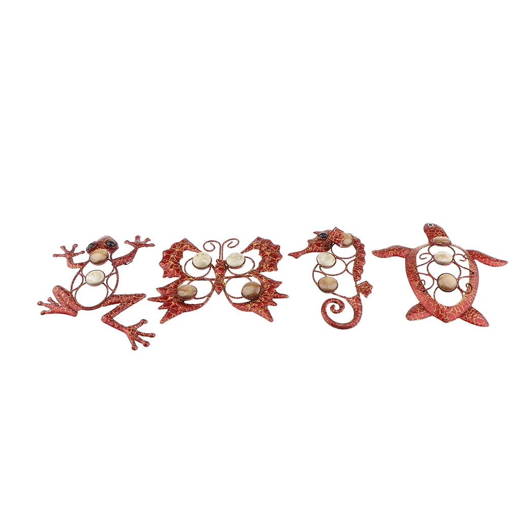 

4x Retro Gecko,Butterfly, Sea Horse,Tortoise Wall Hanging Garden Decoration