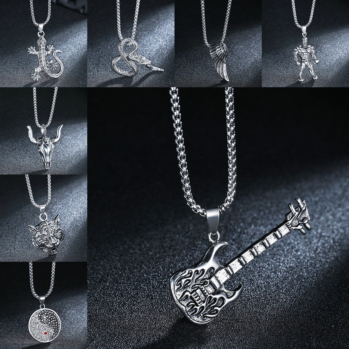 Модное винтажное ожерелье с подвеской в виде животного Креста быка гитары для