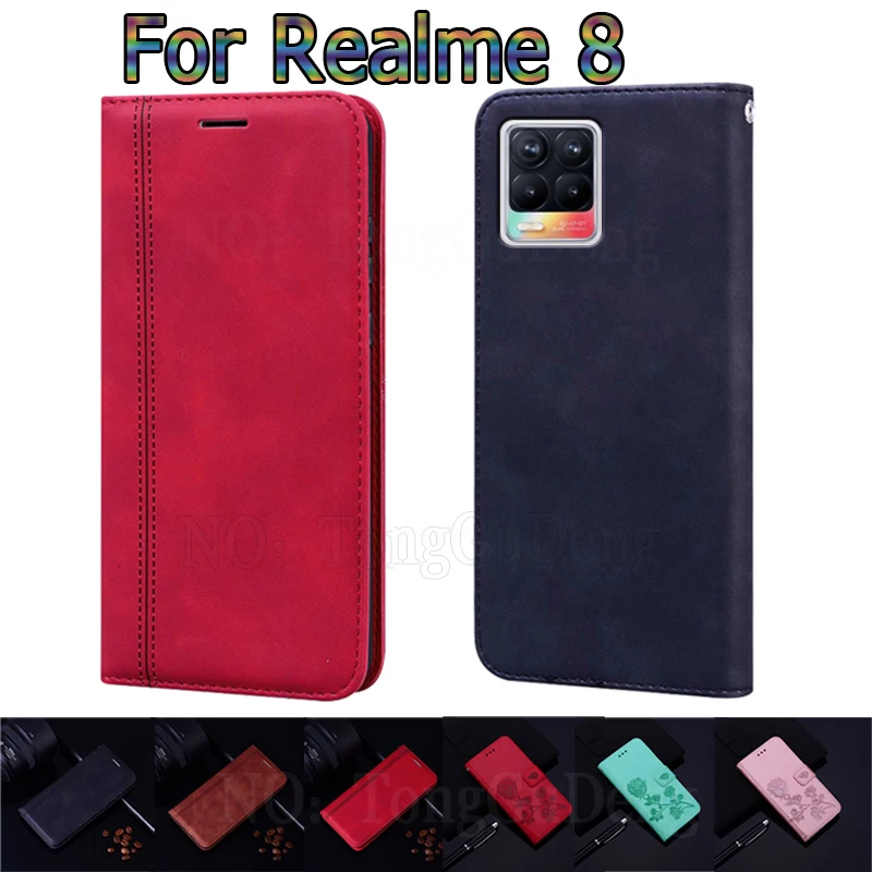 Чехол для Realme 8 чехол RMX3085 флип-подставка кошелек кожаный чехол-книжка Realme8