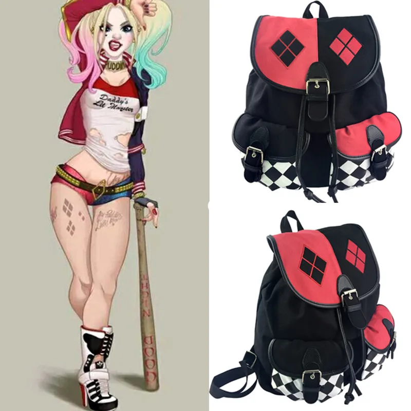 Отряд Самоубийц Харли Куинн Косплей Костюм рюкзак Модная студенческая сумка