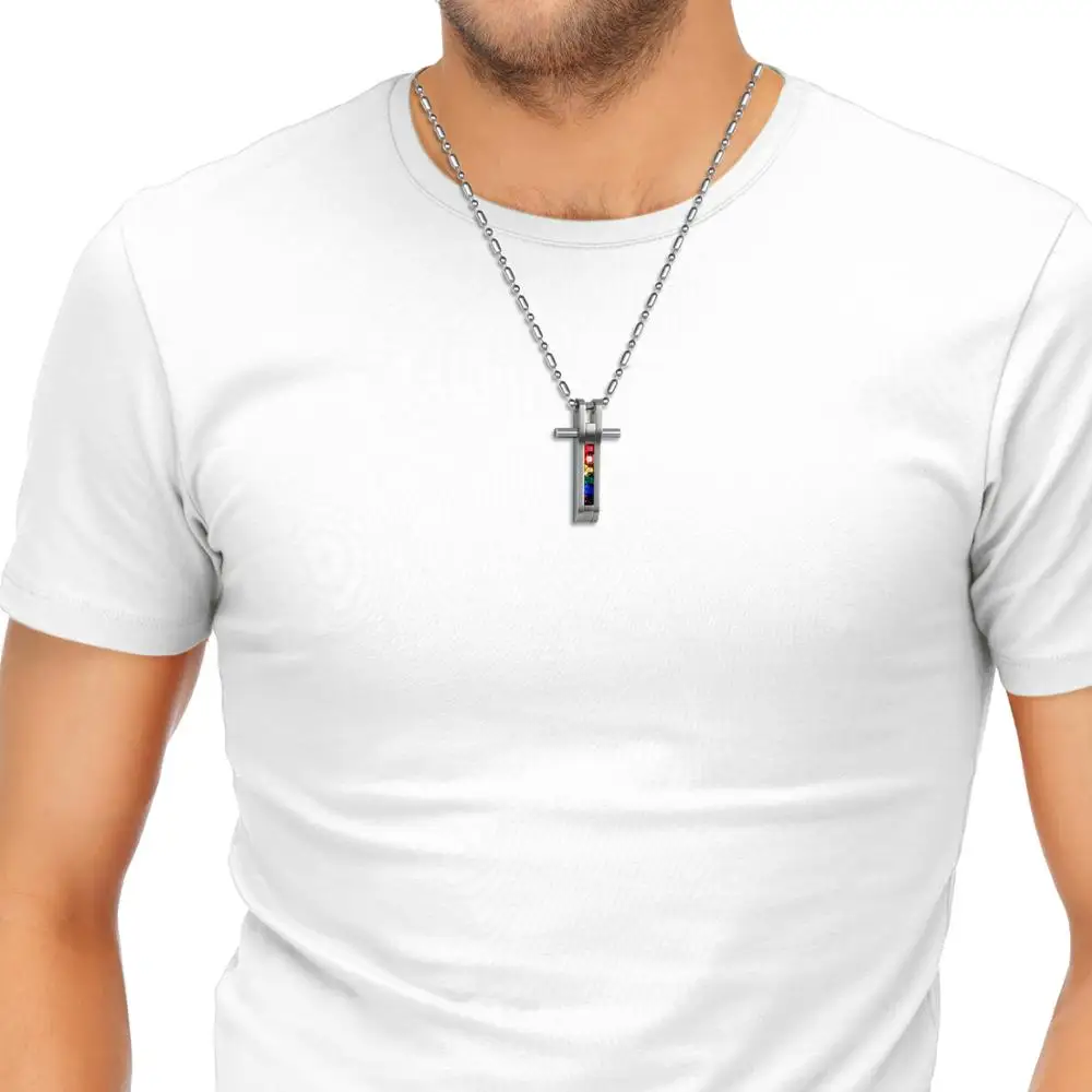 Новая Мода Гей Гордость ювелирные изделия из нержавеющей стали кулон ожерелье