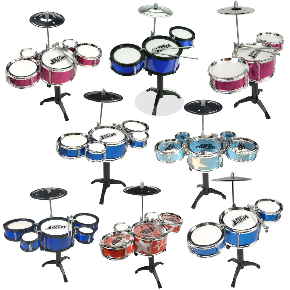 Детский набор мини барабанов с велосипедными карандашами музыкальный