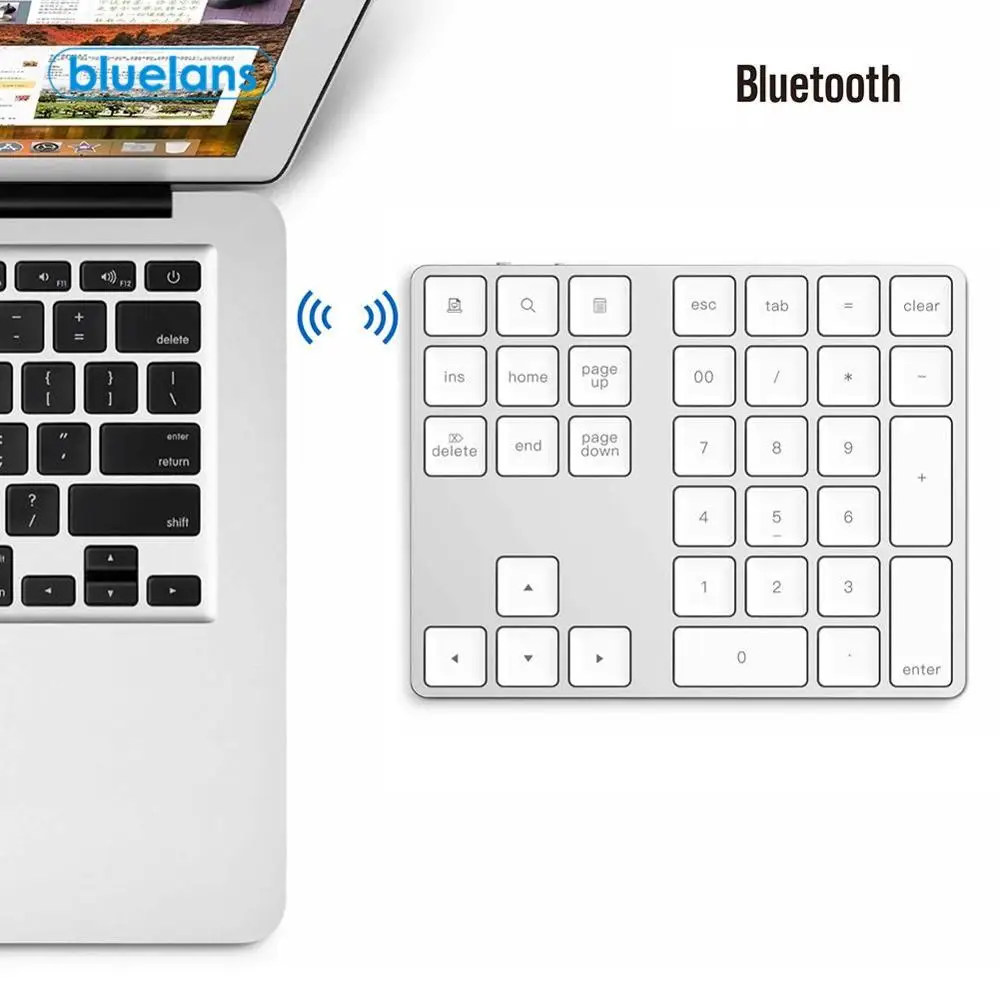 

Digital Keyboard Bluetooth New Portable Mini Portable Aluminum 34 Keys Wireless Keyboard Keypad For Office MacBook Air/Pro