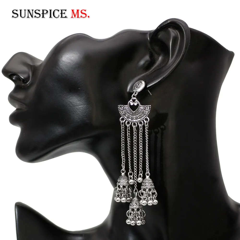 Женские серьги с кисточками SUNSPICE Винтажные золотого цвета в индийском стиле