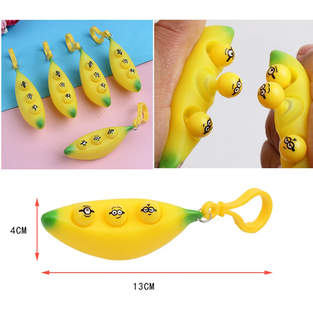 

2021 Hot sale Bananas Squeeze Sensory Fidget Autism Relief Stress Car Keychain Kids Toys Best Gifts dropshipping