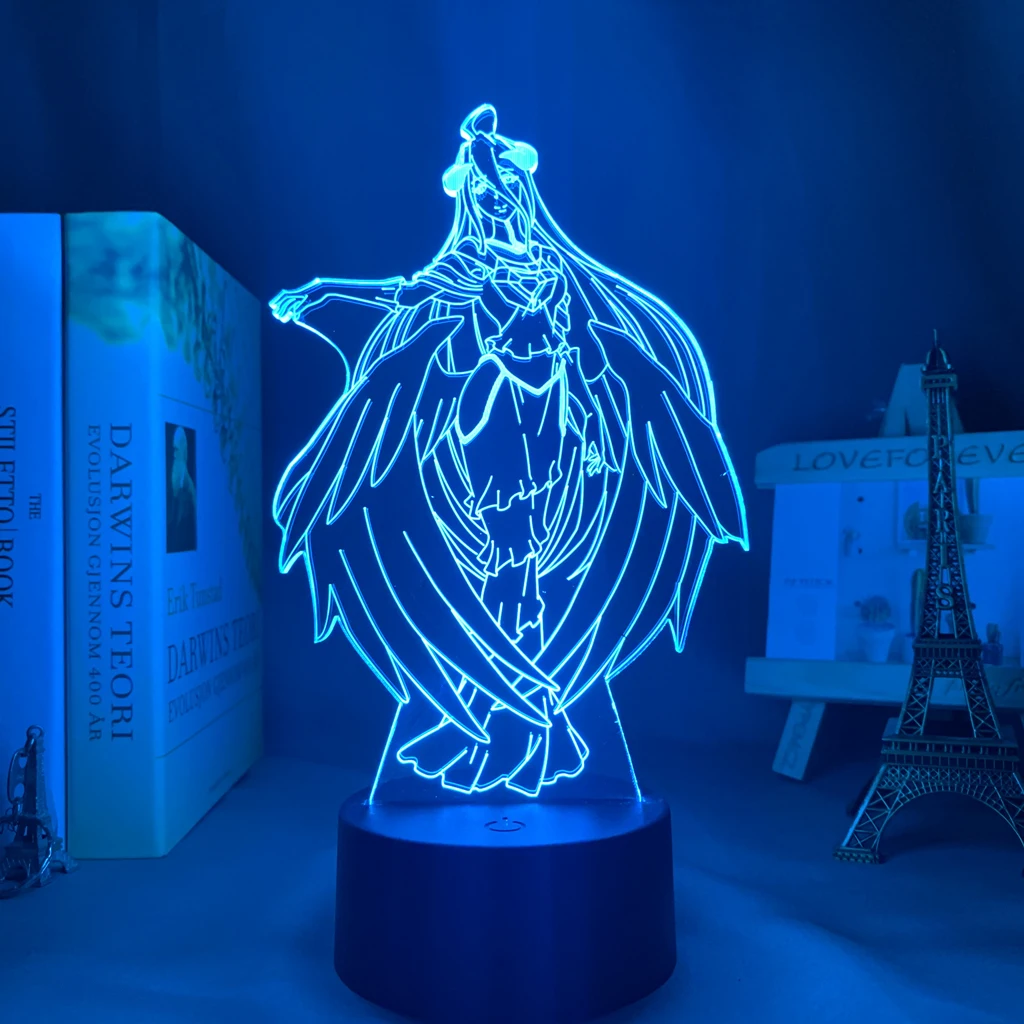 

Overlord Albedo Led Night Light for Bedroom Decor Gift Nightlight Anime Waifu 3d Lamp Albedo Overlord