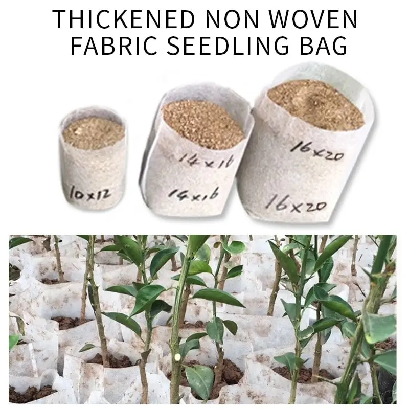 

100/200Pcs Non-woven Plant Grow Bag Biodegradable Fabric Plant Nursery Bags Plant Bag for Garden Seedling Plants Nursery Bags