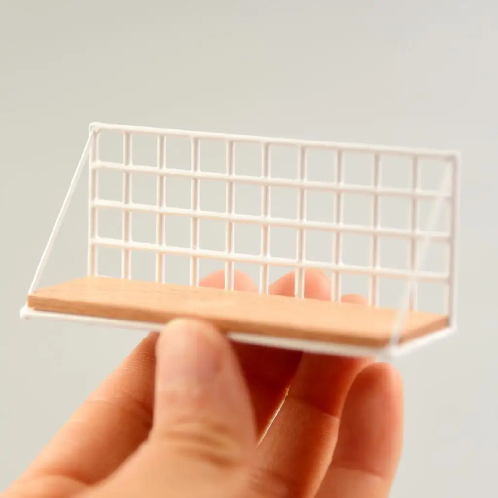 

1:12 Mini Dollhouse Miniature Bedroom Metal Wall Storage Shelf