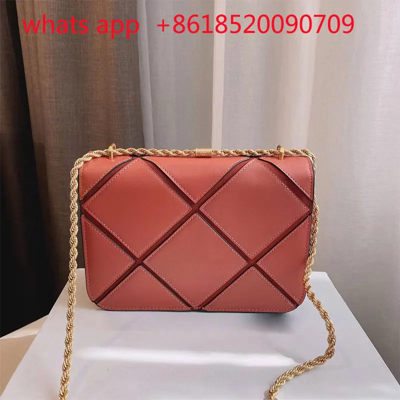 

Leather soft cowhide design stitching handbags large capacity new metal chain bag shoulder diagonal bag