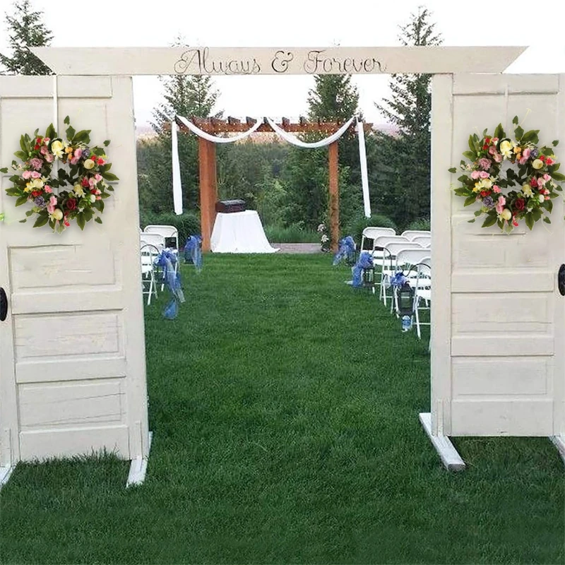 

2021 New Artificial Camellia Spring Flower Wreath Large Decoration For Wedding Front Door