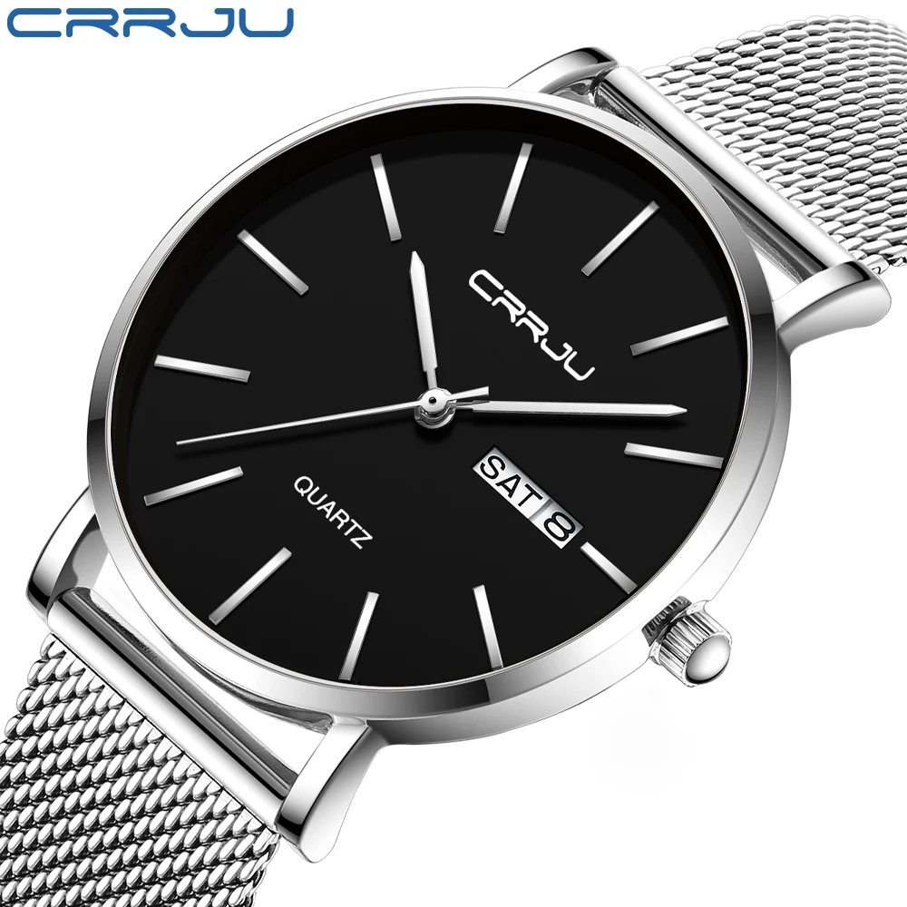 

CRRJU ультра-тонкие женские часы Лидирующий бренд Роскошные Водонепроницаемые часы модные женские часы из нержавеющей стали повседневные на...