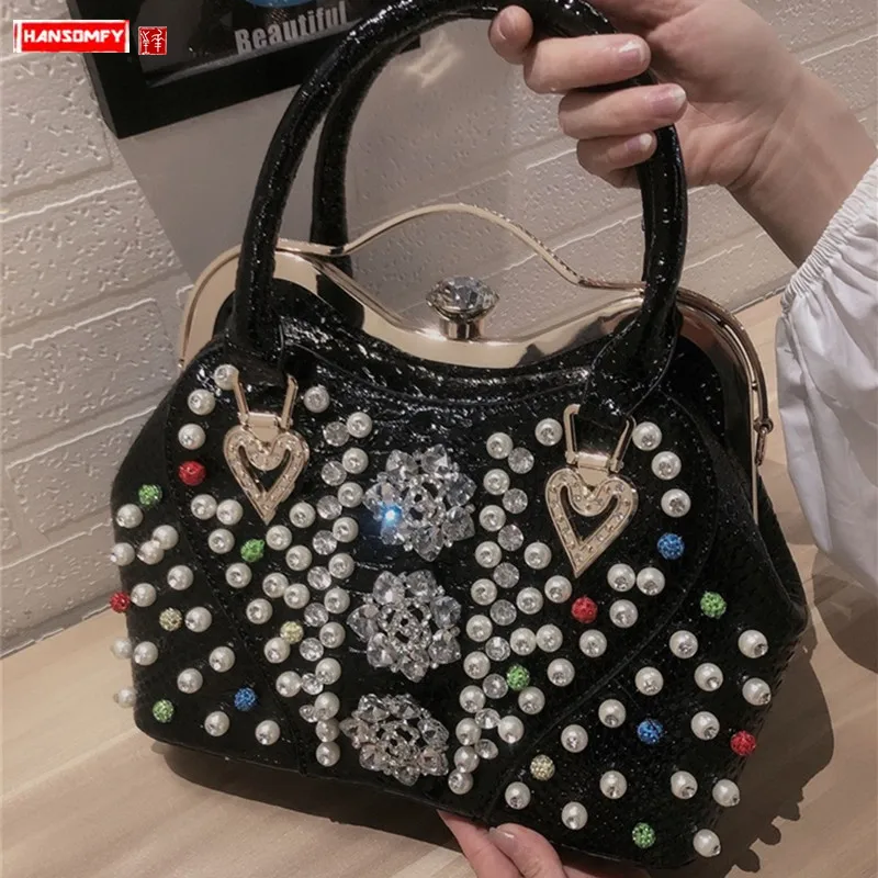 Luxury Fashion Rhinestone Bag Women Handbag Korean Female Leather Bag Diamonds Shoulder Messenger Shell Bag Ladies Bags