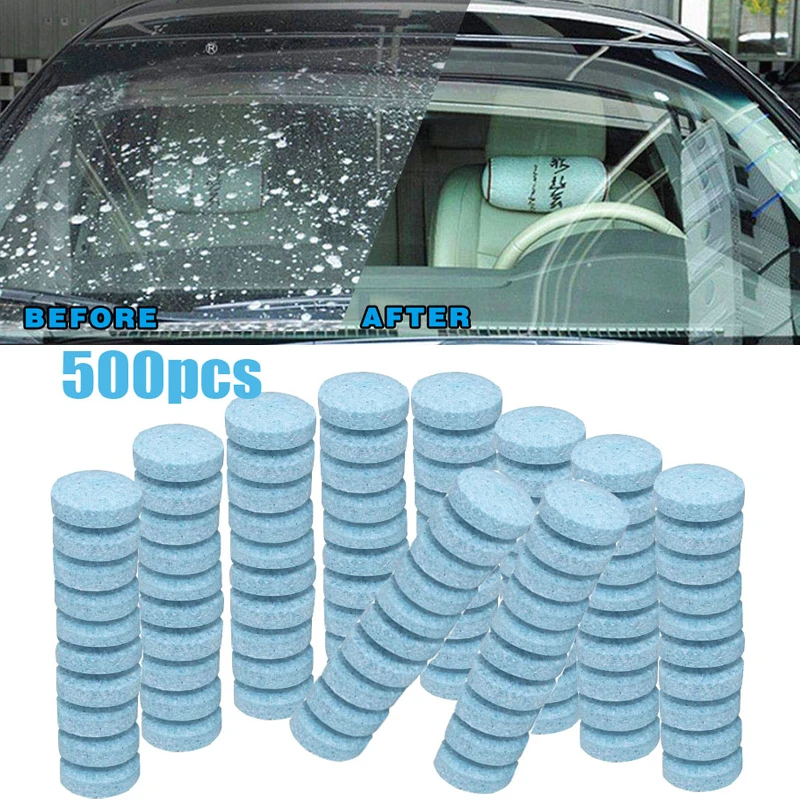 500Pcs Car Solid Wiper Fine Seminoma Wiper Auto Window Cleaning Effervescent tablet Windshield Glass Cleaner Dropshipping